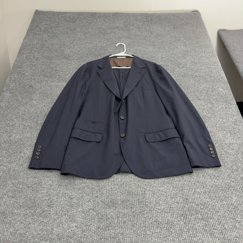 Brunello Cucinelli Sport Coat Mens 52 Navy Blue Lightweight Three Button Luxury